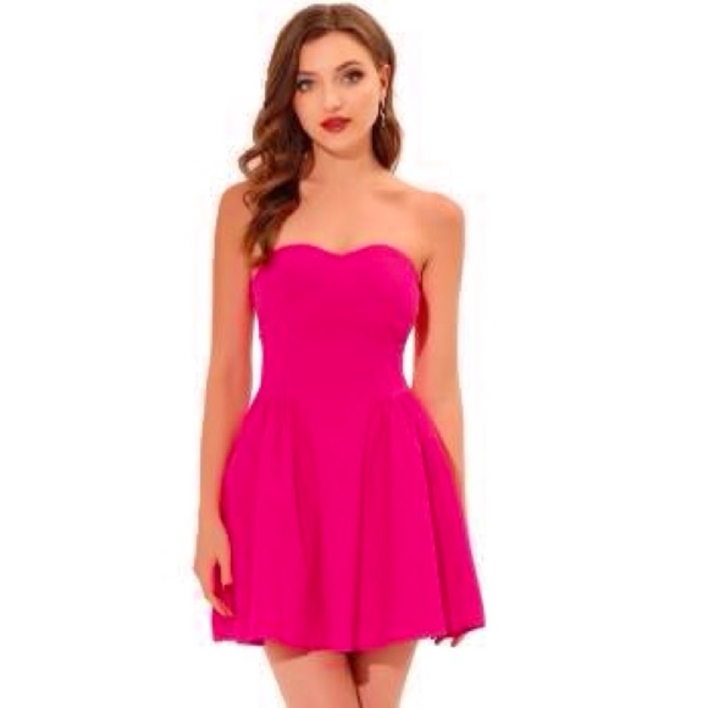 Hot pink strapless dress